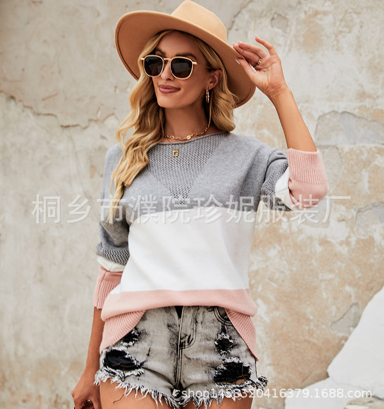 Sweater and transitional knitwear for women with a relaxed fit and stylish color blocks Lune London