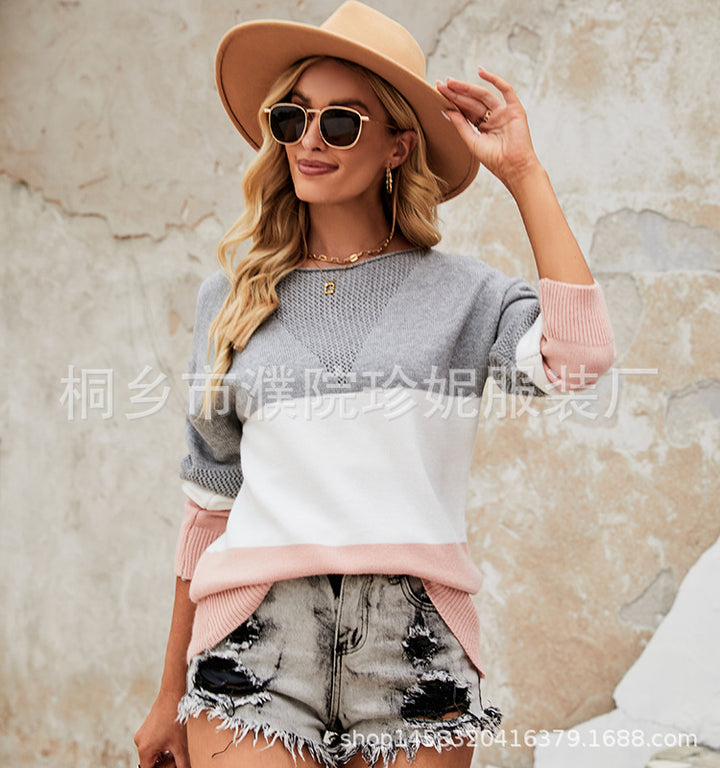 Sweater and transitional knitwear for women with a relaxed fit and stylish color blocks Lune London