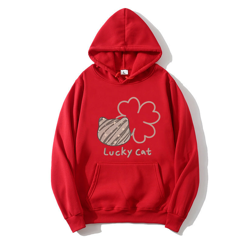 Women's hoodie with creative cat design and lucky motif Chic & Style