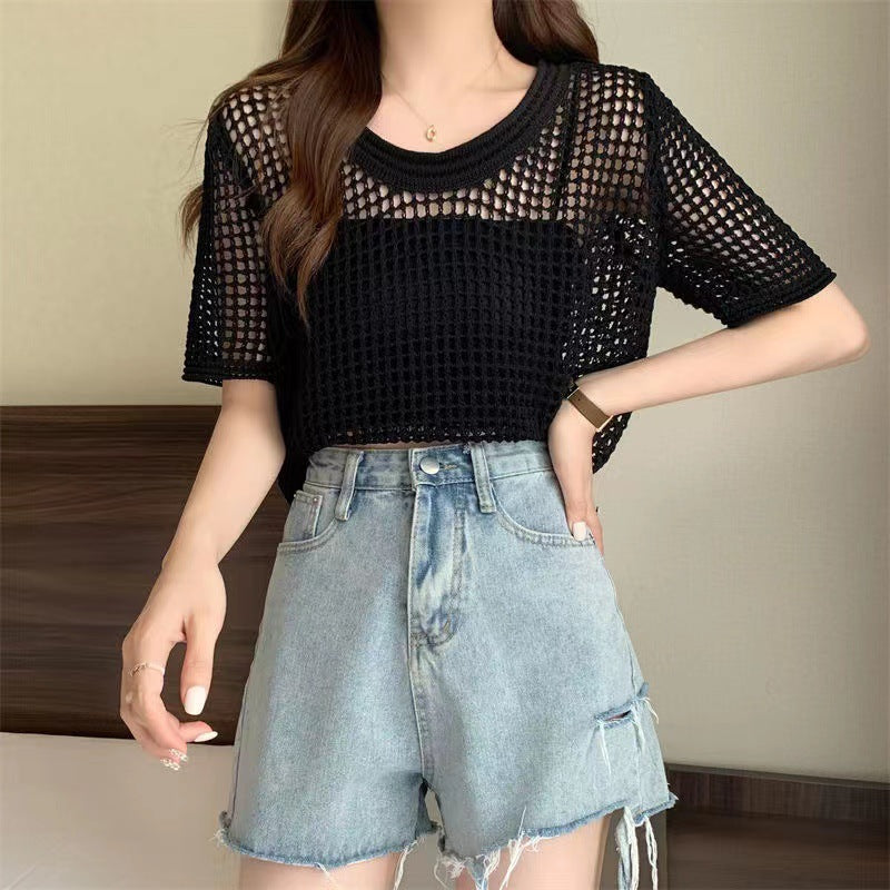 Women's mesh swimsuit top in a casual chic style