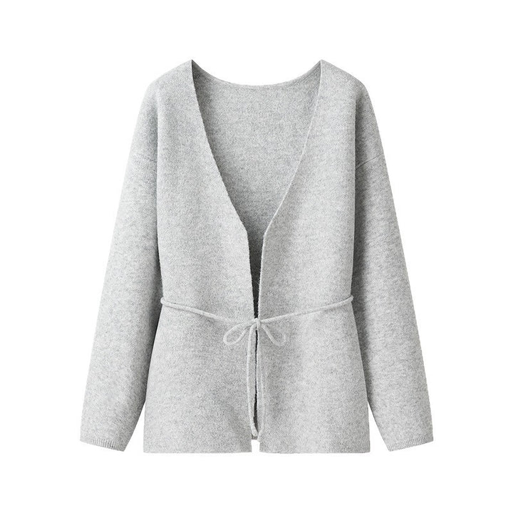 Veste tricotée décontractée pour femmes avec ceinture à nouer à la mode Lune London