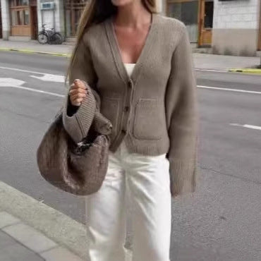 Knit jacket for women with voluminous sleeves and practical pockets Lune London