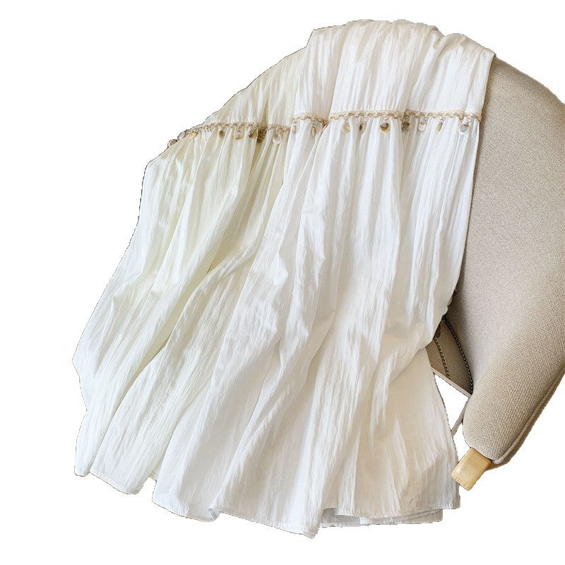 Maxi skirt for women with decorative ruffles and elastic waistband Lune London