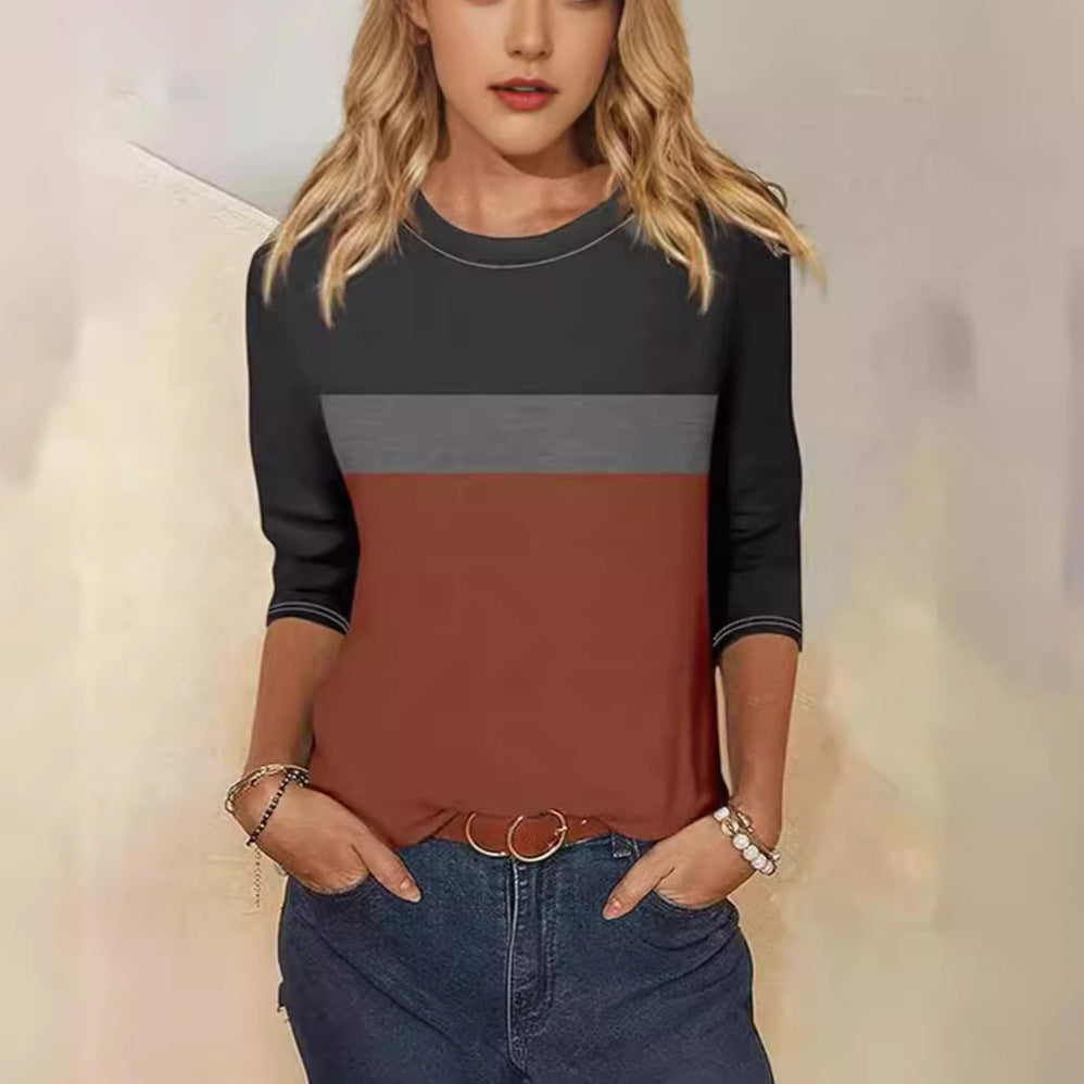Lune London women's casual T-shirt with trendy color block design