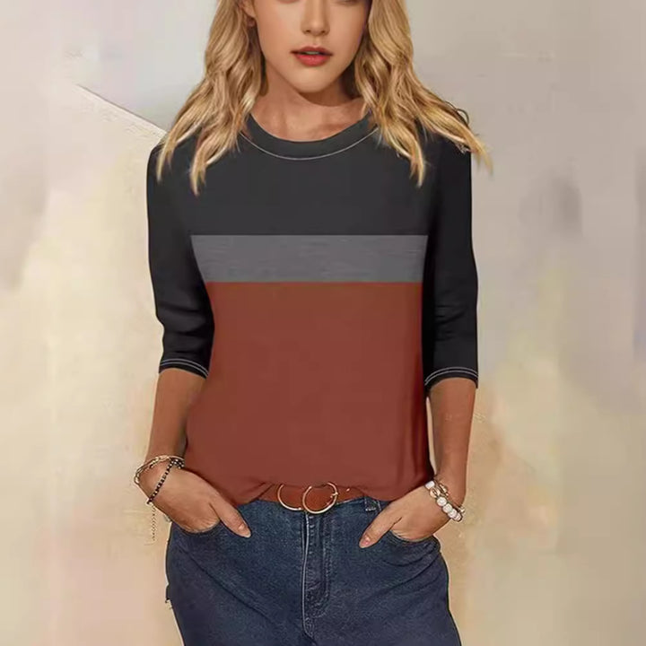 Lune London women's casual T-shirt with trendy color block design
