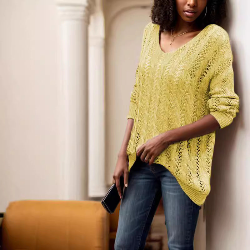 Airy knit sweater for women with ribbed texture and asymmetrical hem Lune London