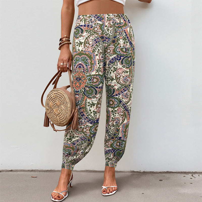 Pantalon palazzo pour femmes avec motif floral et taille élastique Chic & Stil