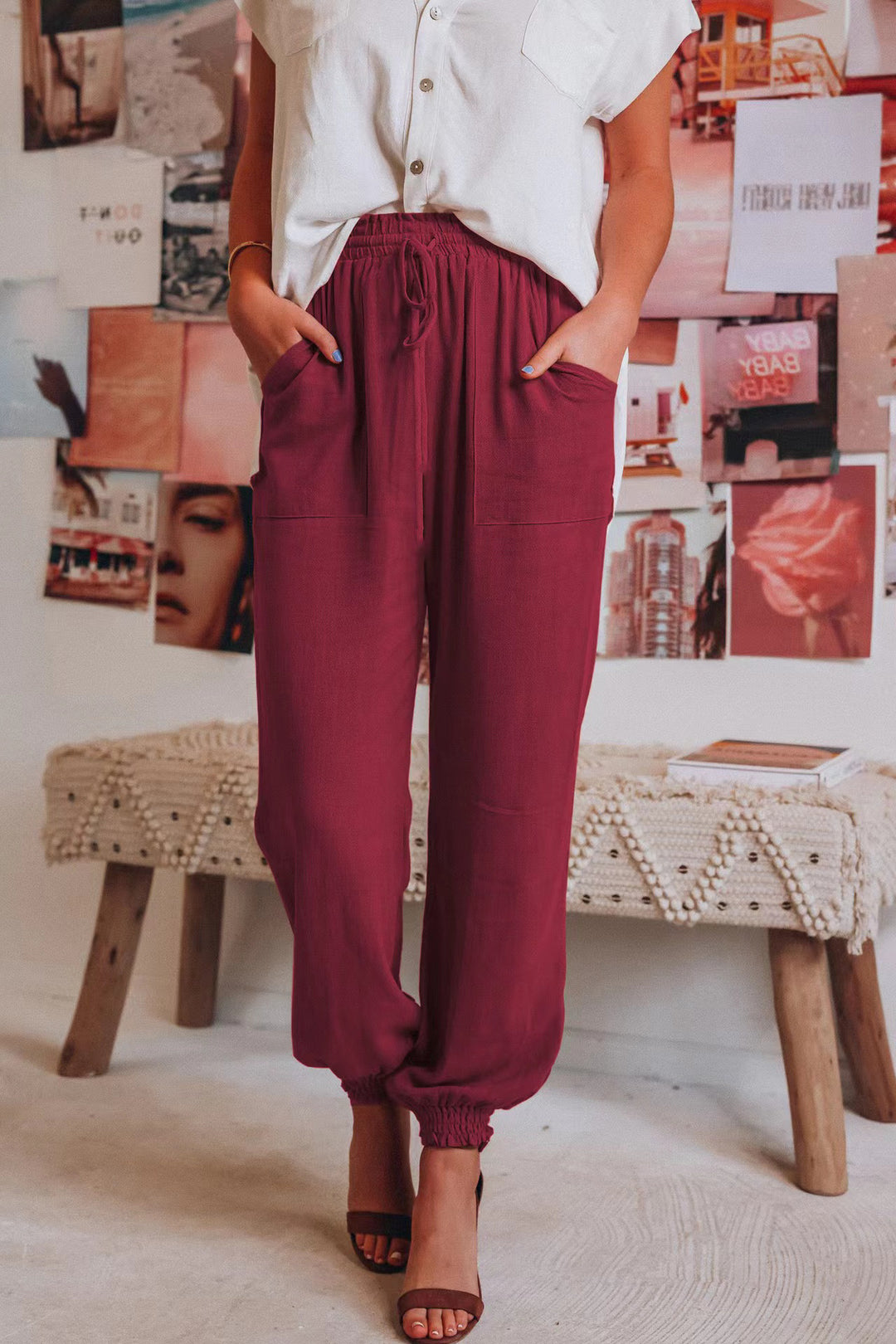 Ladies Light, elastic Jogging Pants with practical pockets Lune London