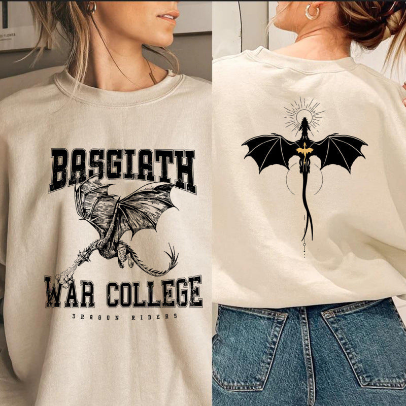 Women's sweatshirt with creative dragon motif and unique college design Lune London
