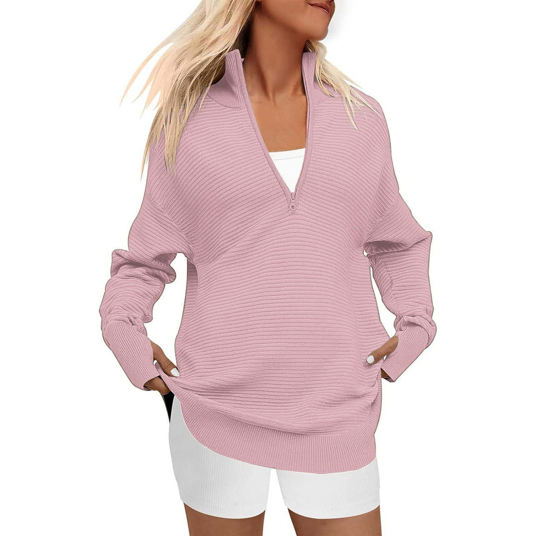Ladies high-quality zip sweater with textured design Lune London