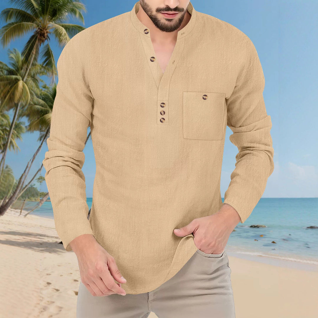 Casual long-sleeve shirt for men with button placket and chest pocket Lune London
