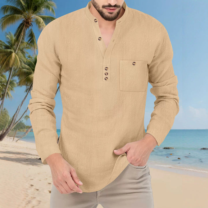Casual long-sleeve shirt for men with button placket and chest pocket Lune London