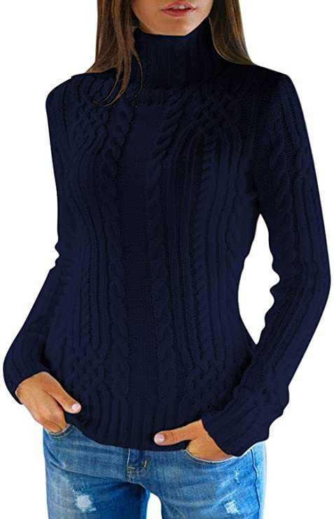 Sweater women with high neck and cable knit pattern Lune London