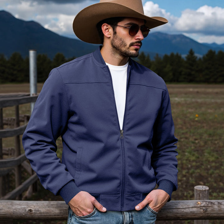 Men's bomber jacket with practical side pockets and contrasting cuffs Lune London
