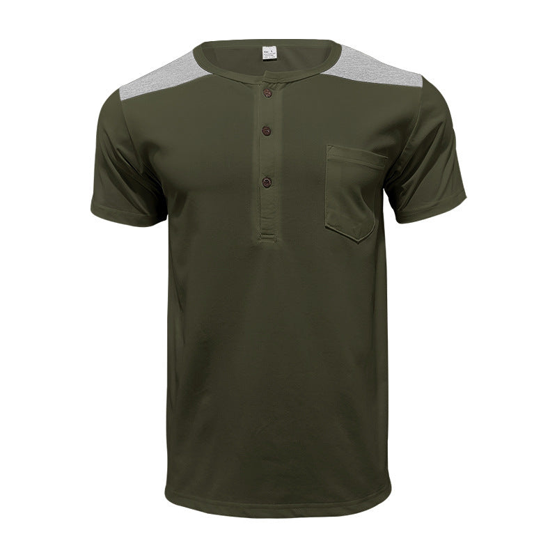 Men's short sleeve Henley t-shirt with textured design and practical chest pocket Lune London