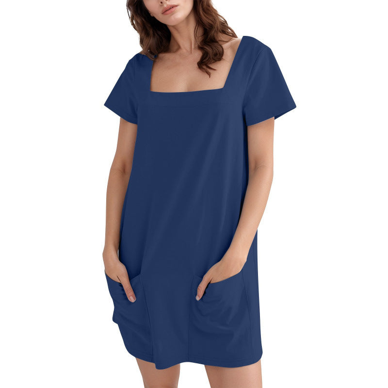 Casual dress for women with square neckline and practical pockets Lune London