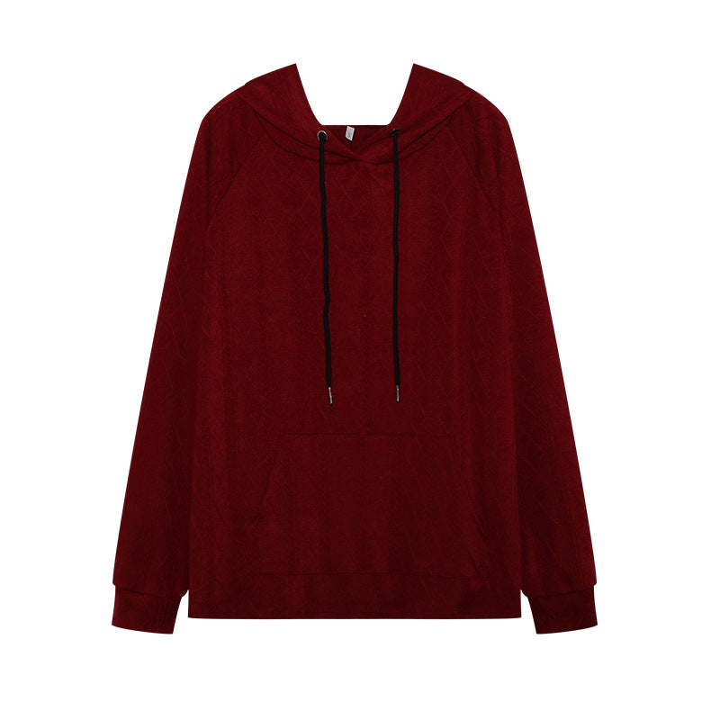 Ladies casual hoodie with textured design and kangaroo pocket Lune London