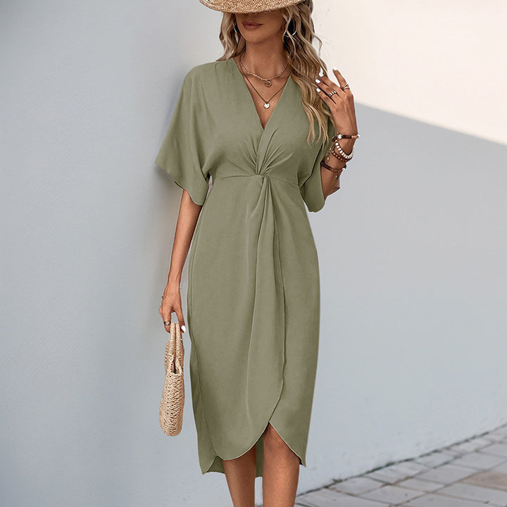 Elegant wrap dress with V-neck for women Lune London