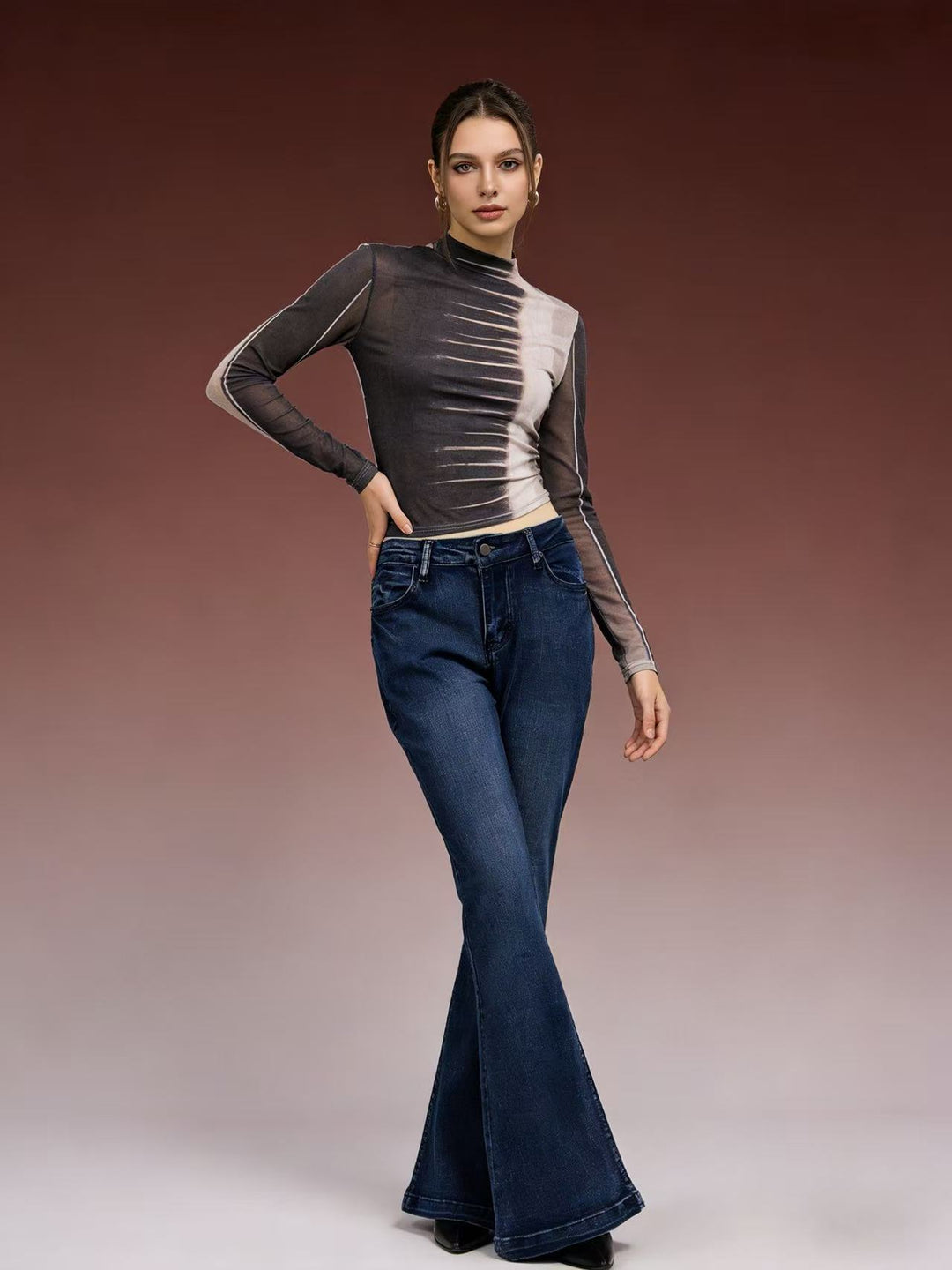 Ladies elegant cropped top with puff sleeves and vintage embroidery Lune London