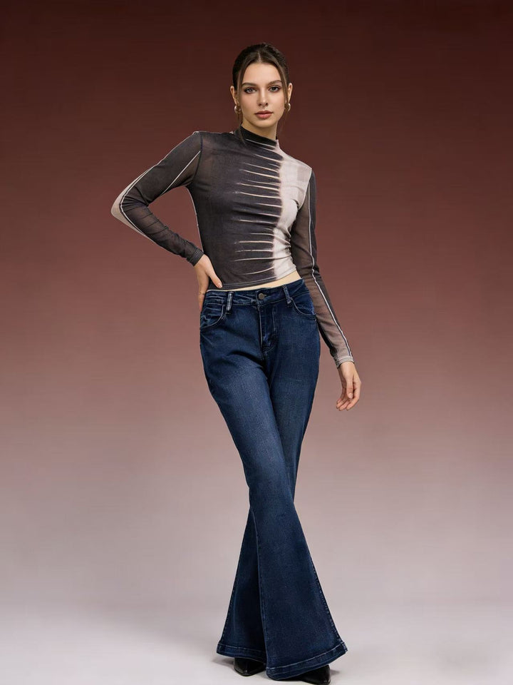 Ladies elegant cropped top with puff sleeves and vintage embroidery Lune London