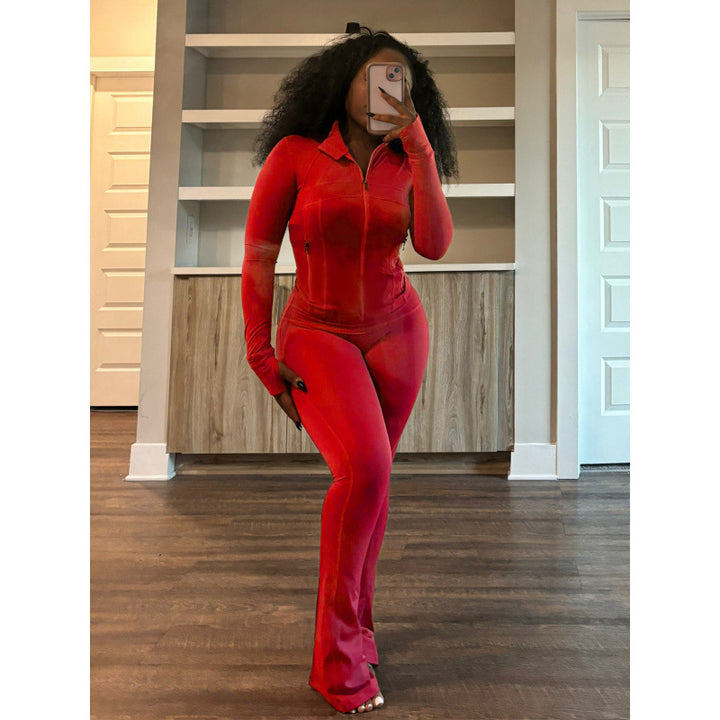 Fitted women's jumpsuit with high collar and full zip Lune London