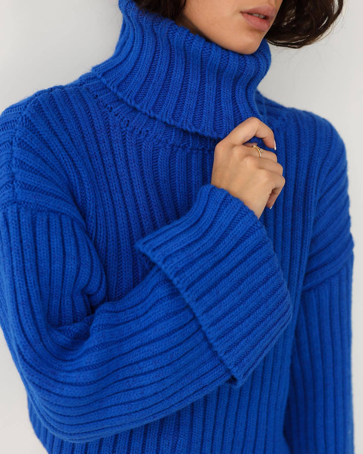 Women's Knitted Sweater with High Collar Lune London
