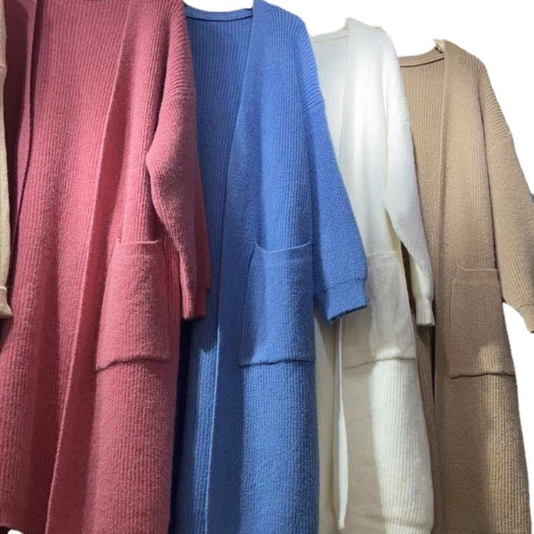 Knitted coat for women with deep pockets and casual cut Lune Londonl