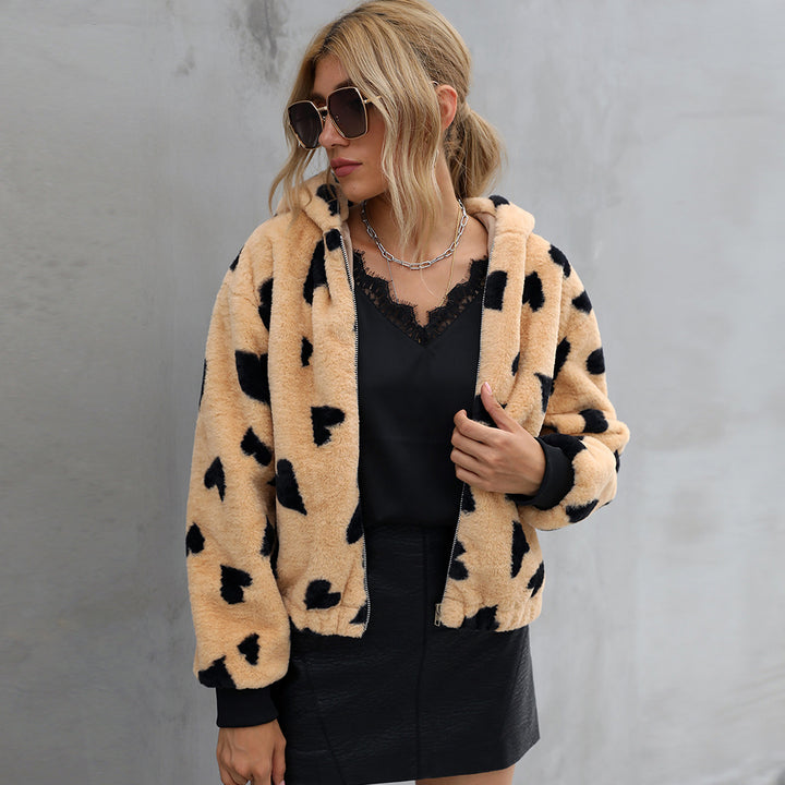 Ladies Cozy Jacket with Chic Colorful Heart Design