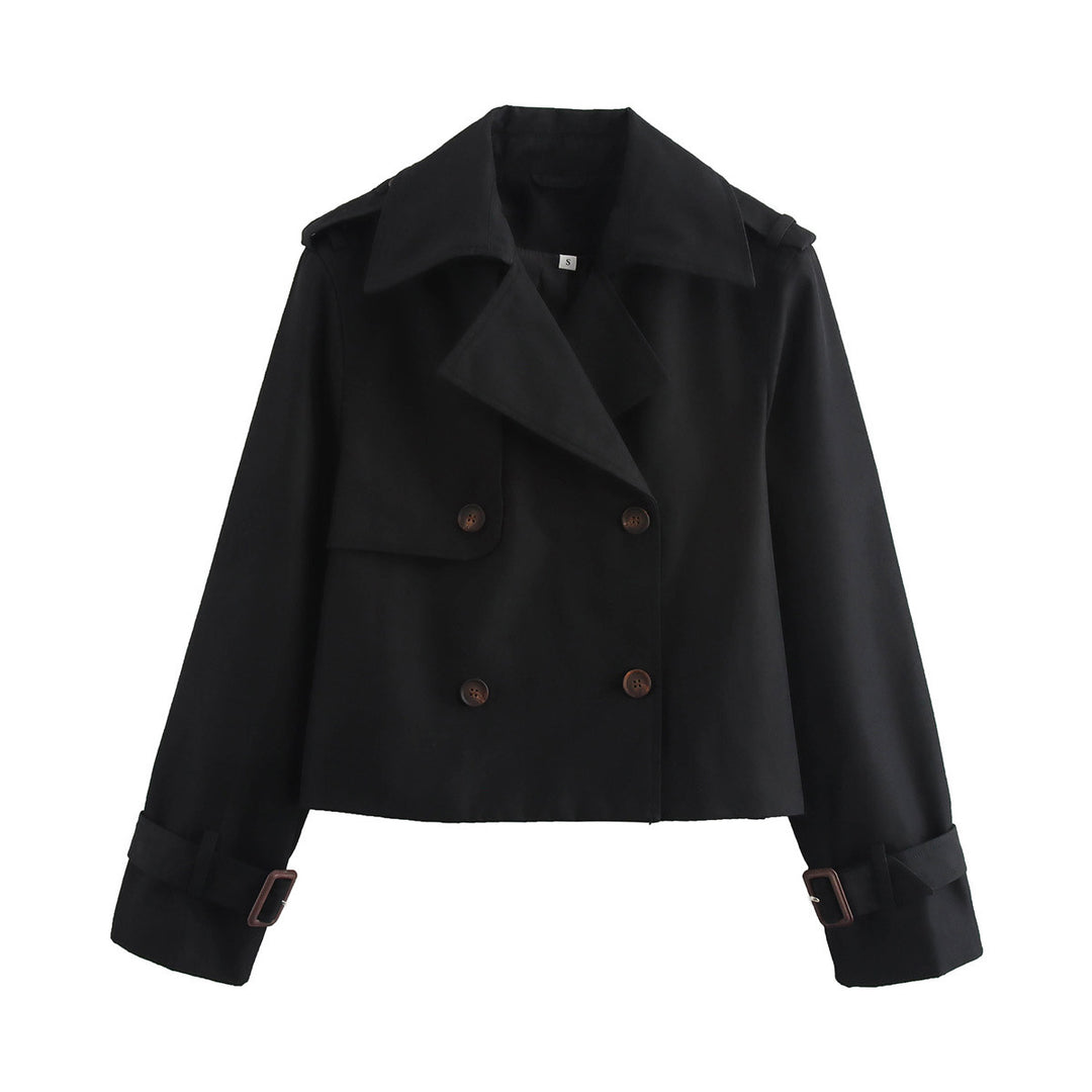 Lune London double-breasted short trench coat for women