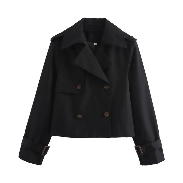 Lune London double-breasted short trench coat for women