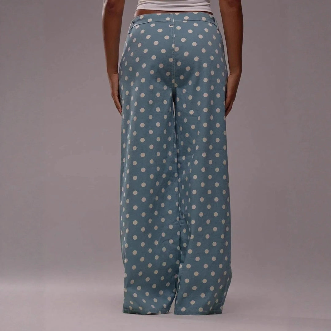 Ladies wide Polka-Dot Palazzo pants with high-waist cut Lune London