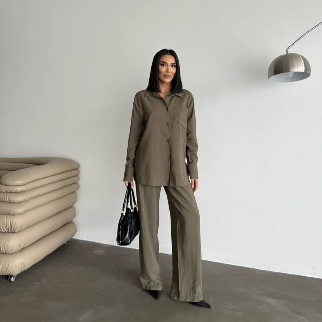 Women's Long-Sleeved Silk Shirt with Fine Structure Lune London