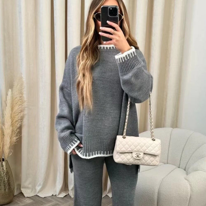 Oversized knitted set for women with contrasting decorative seams Lune London