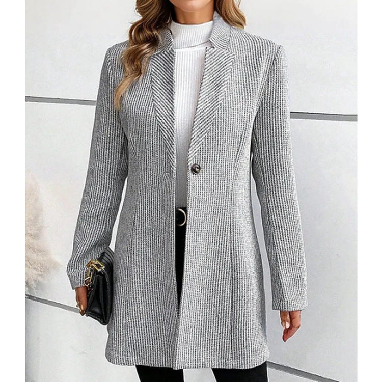 Dames Élégant Longblazer avec motif en côtes fines Lune London