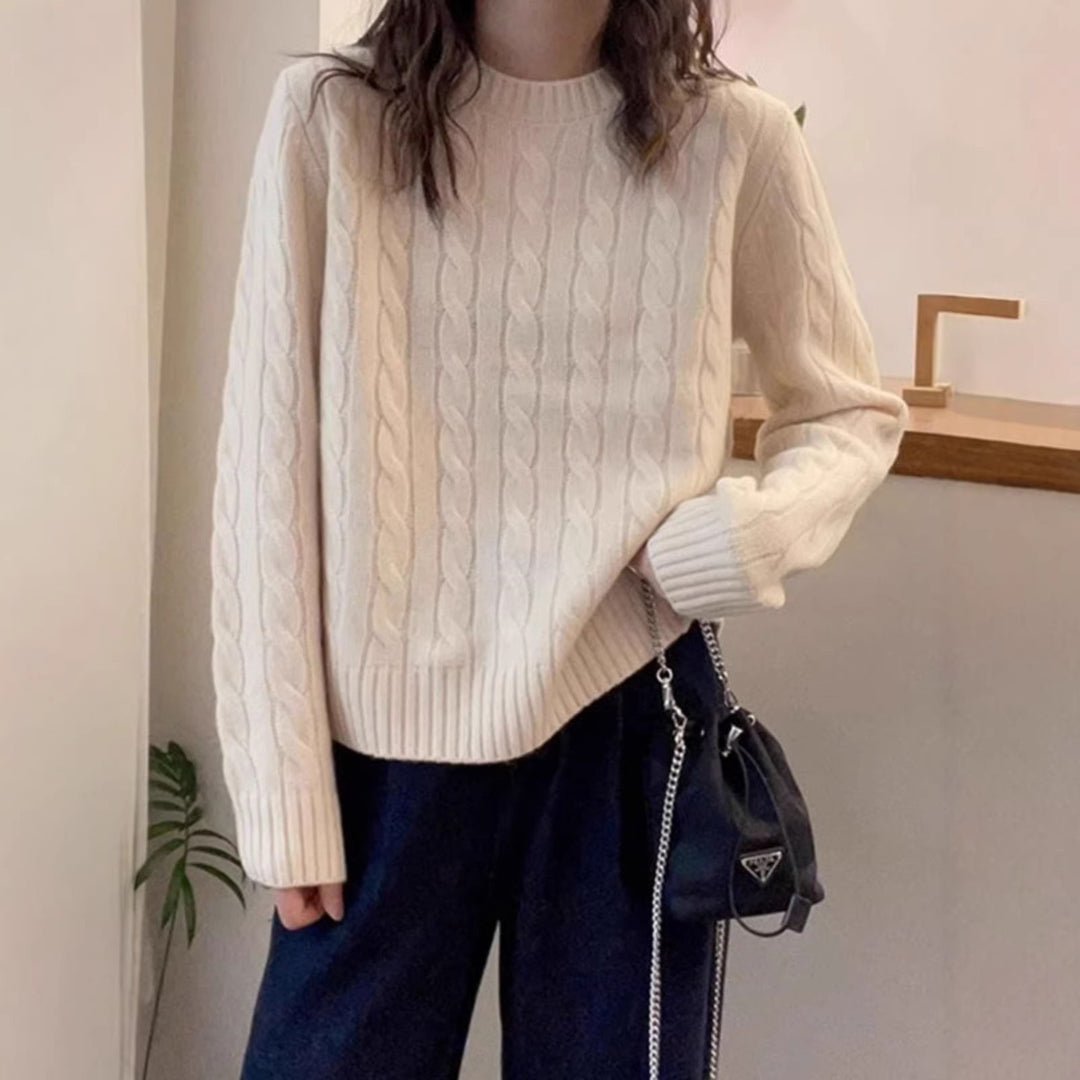 Pull en tricot pour femmes avec motif de câble décoratif Chic & Stil
