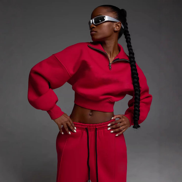 Casual oversized sweatshirt set for women with zipper Lune London