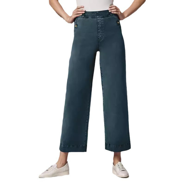Women's Wide High-Waist Pants with Fashionable Button Details Lune London