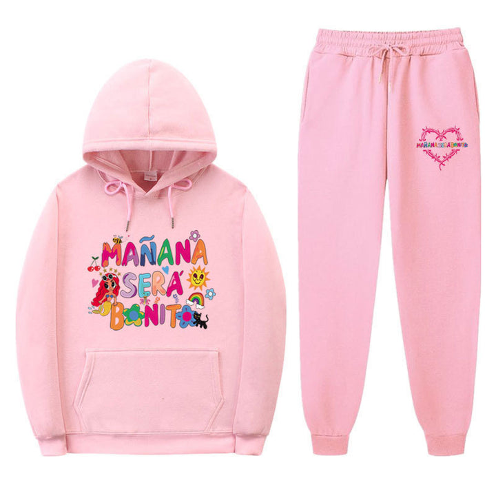Women's Sweatshirt and Jogging Pants Set with Colorful Print Lune London