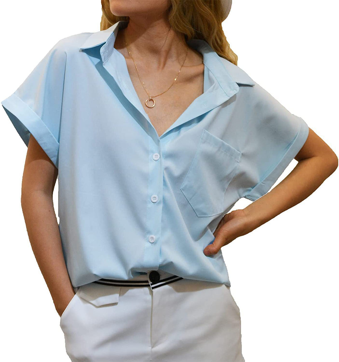Women short blouse with elegantly cut short sleeves Lune London