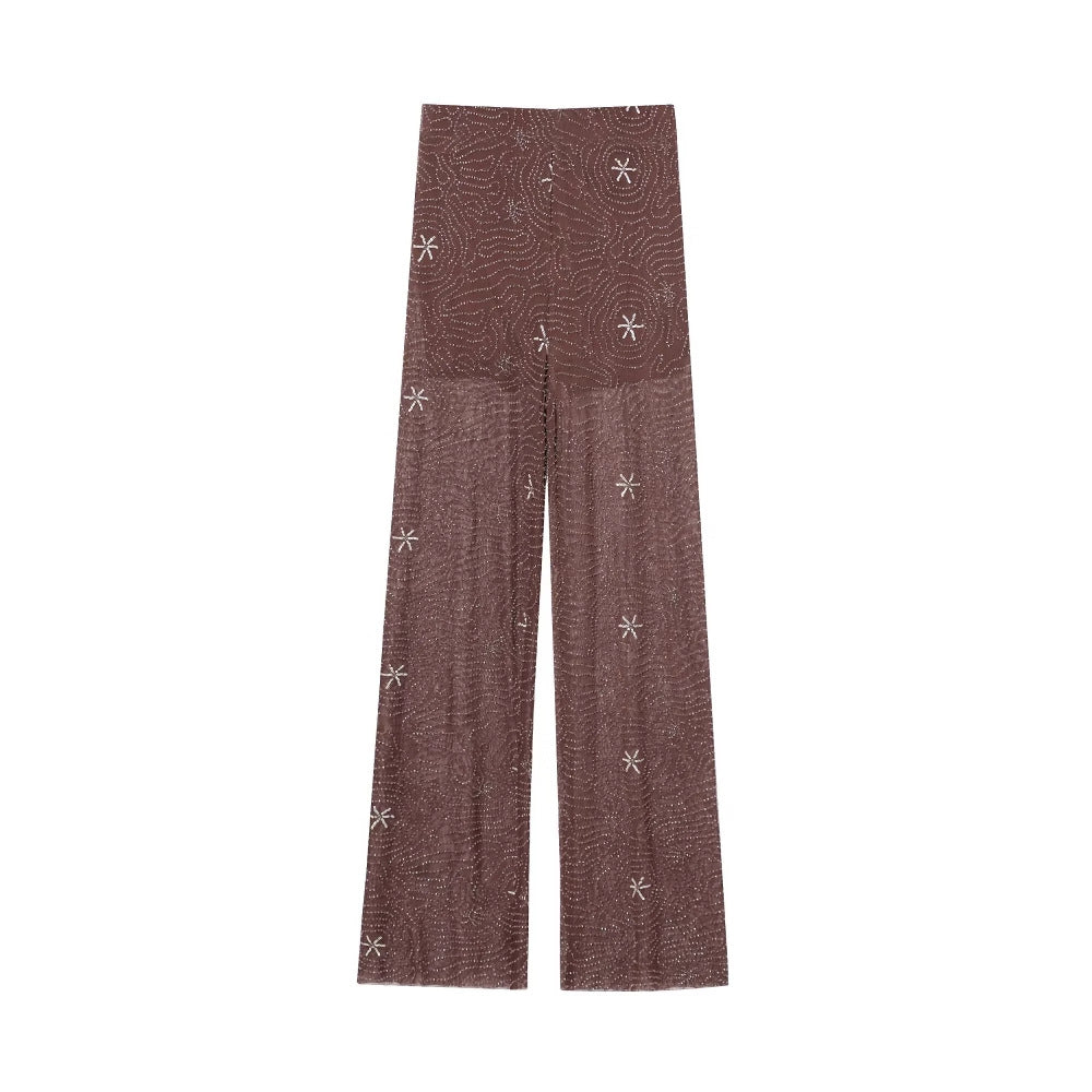 Loose pants for women with elegant embroidery Lune London