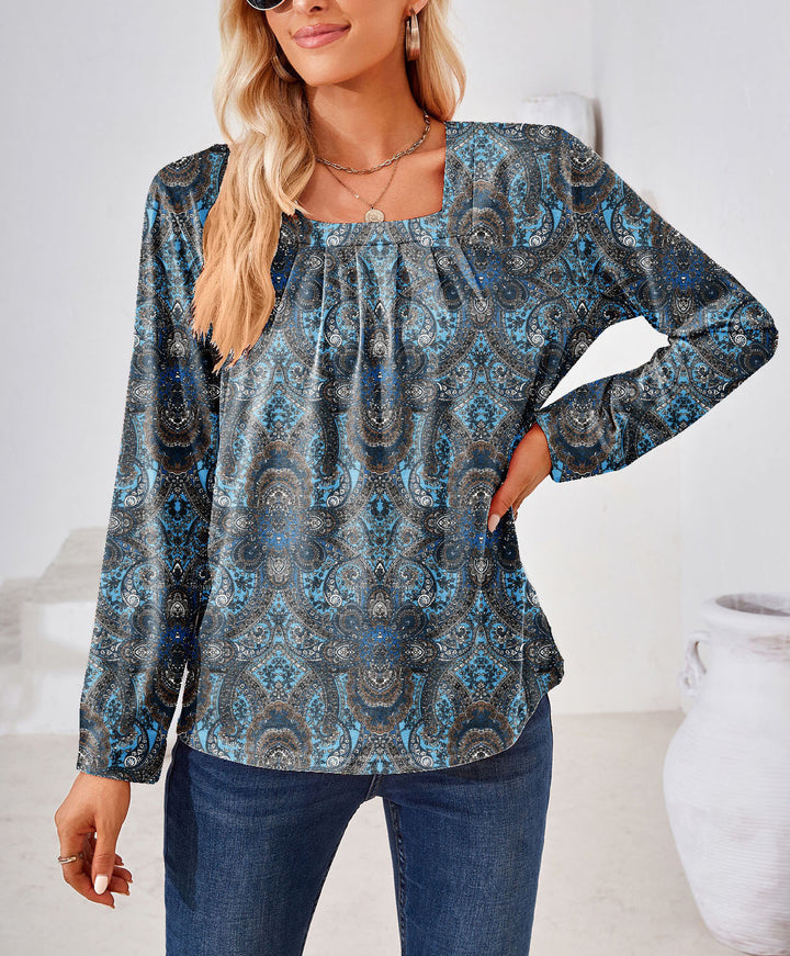 Blouse for women with floral jacquard pattern and loose fit Lune London
