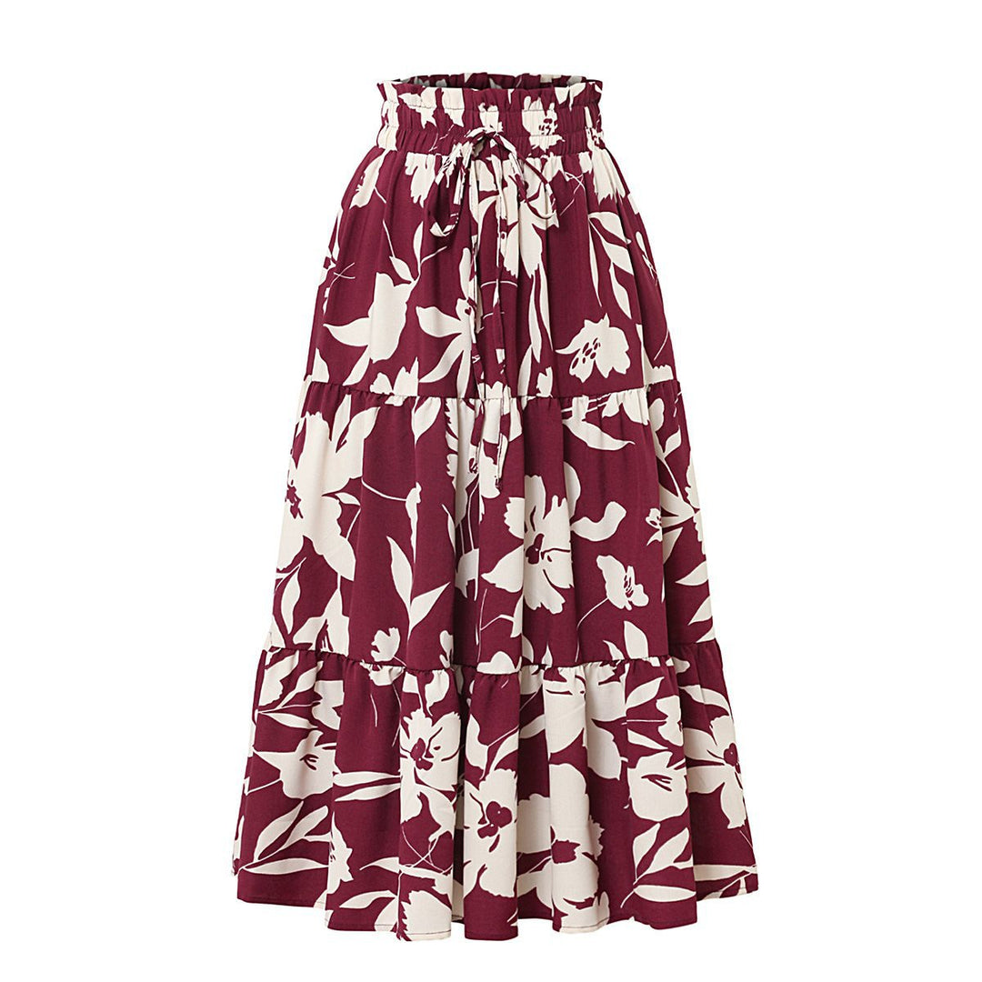 Maxi skirt women with fluid cut and floral design Lune London