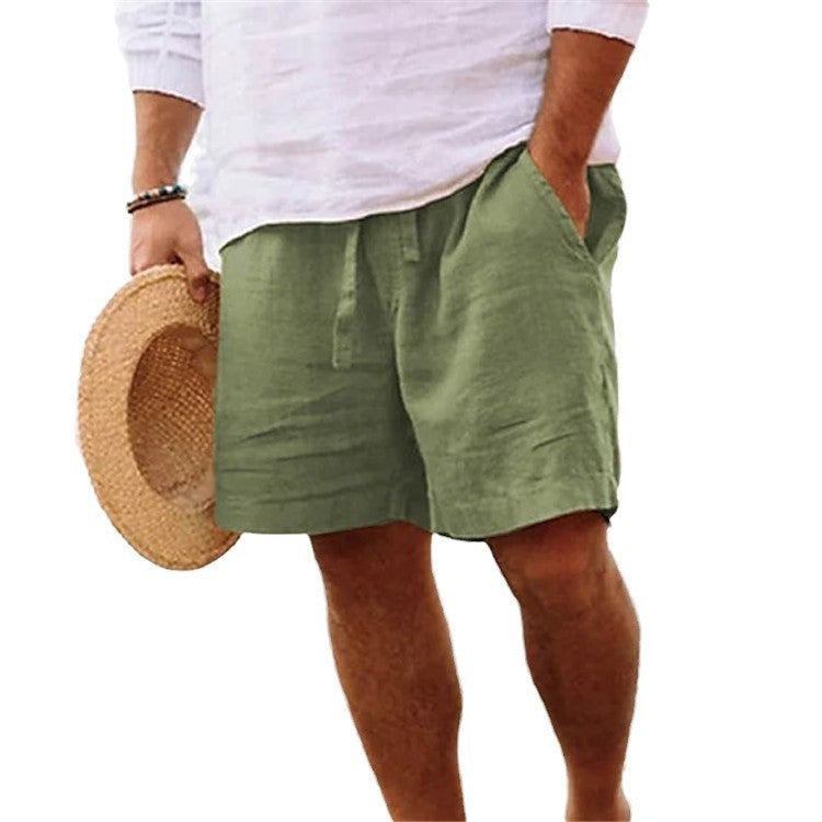 Light linen shorts for men with elastic waistband and practical side pockets Lune London