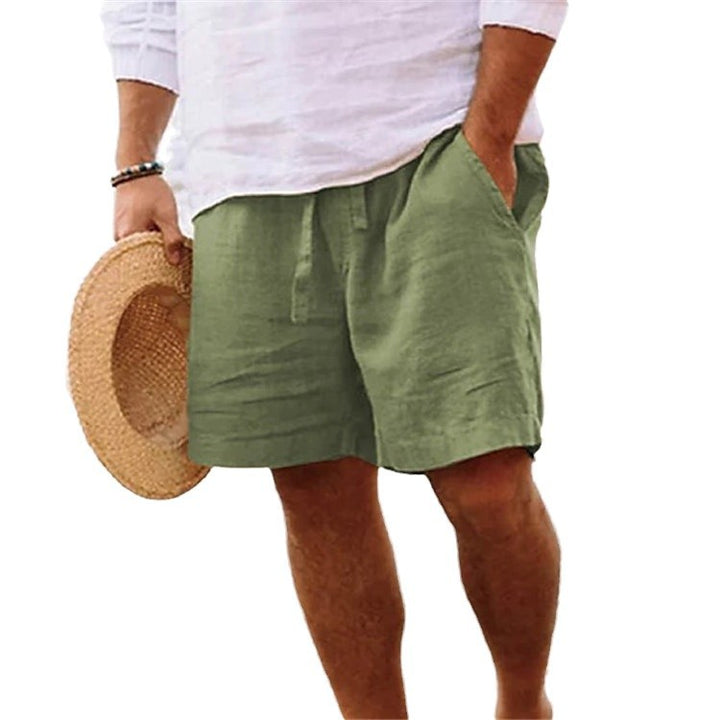 Light linen shorts for men with elastic waistband and practical side pockets Lune London
