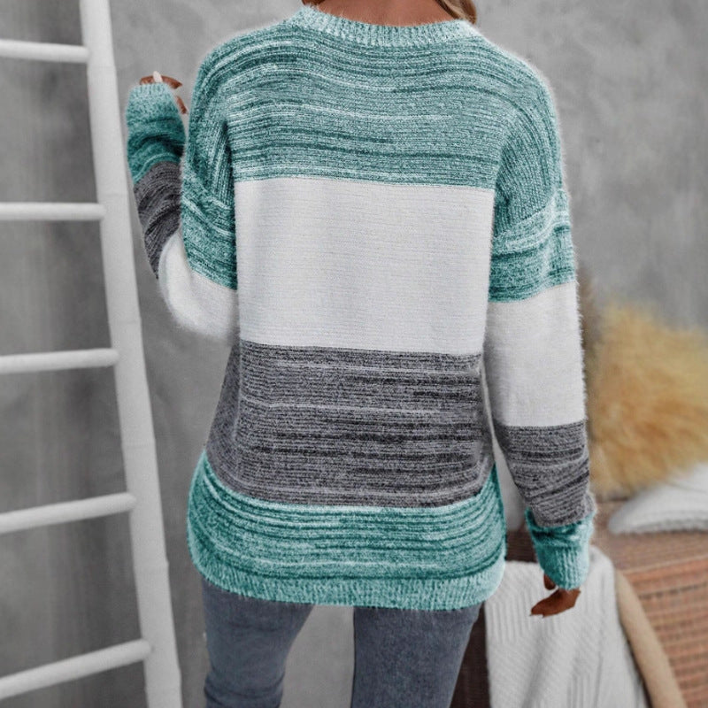 Pull en tricot à motifs pour femmes avec design asymétrique et manches longues Chic & Stil