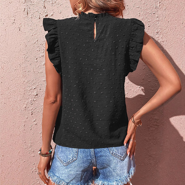 Top pour femme avec des détails en volants et une bordure en dentelle florale Chic & Stil