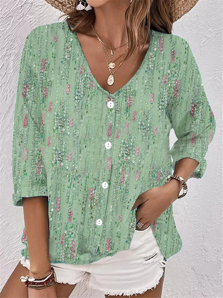 Women's blouse with floral design and button front Lune London