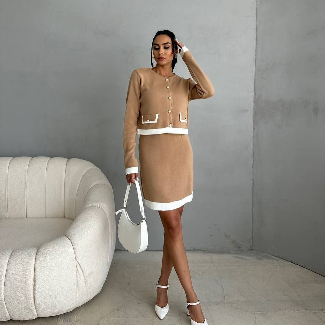 Elegant knit dress for women with contrasting details Lune London