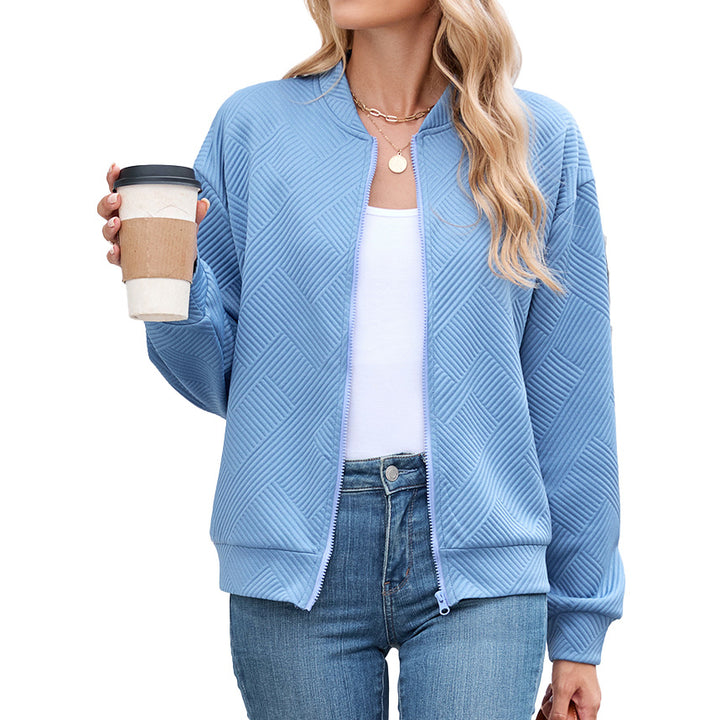Ladies Chic and Stylish Textured Design Sporty Bomber Jacket