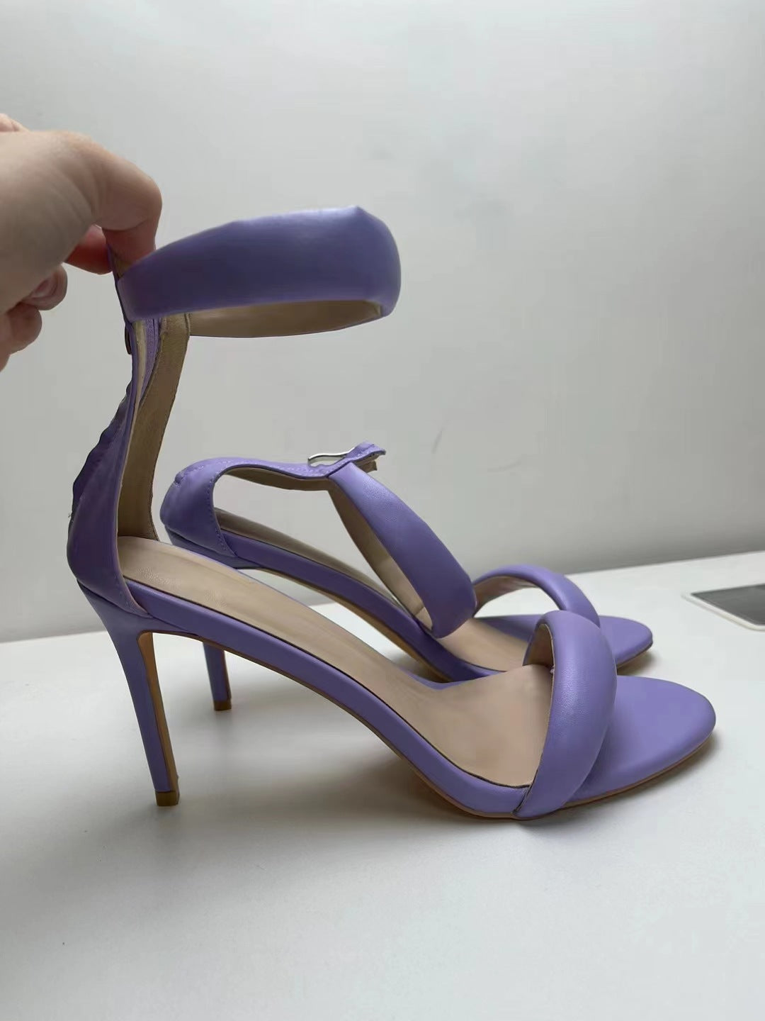 Ladies High Heel Strap Sandals with Anklet Strap Lune London